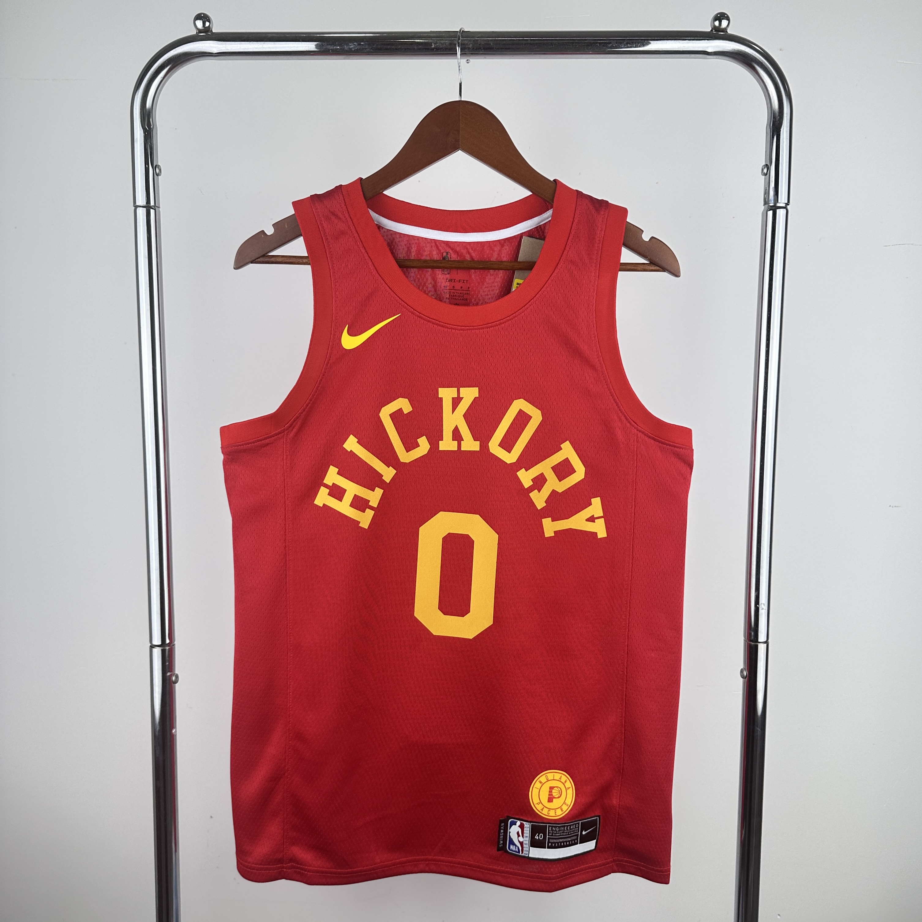 Men Indiana Pacers 0 Haliburton Red Throwback Nike 2024 NBA Jersey